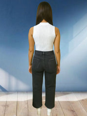 Kotty Women Relaxed Fit High-Rise Mildly Distressed Cotton Stretchable Jeans