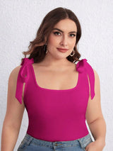 KOTTY Women Plus Size Solid Square Neck Top