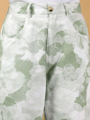 Kotty Women Floral Printed Relaxed Straight Leg Straight Fit Cotton Easy Wash Trousers