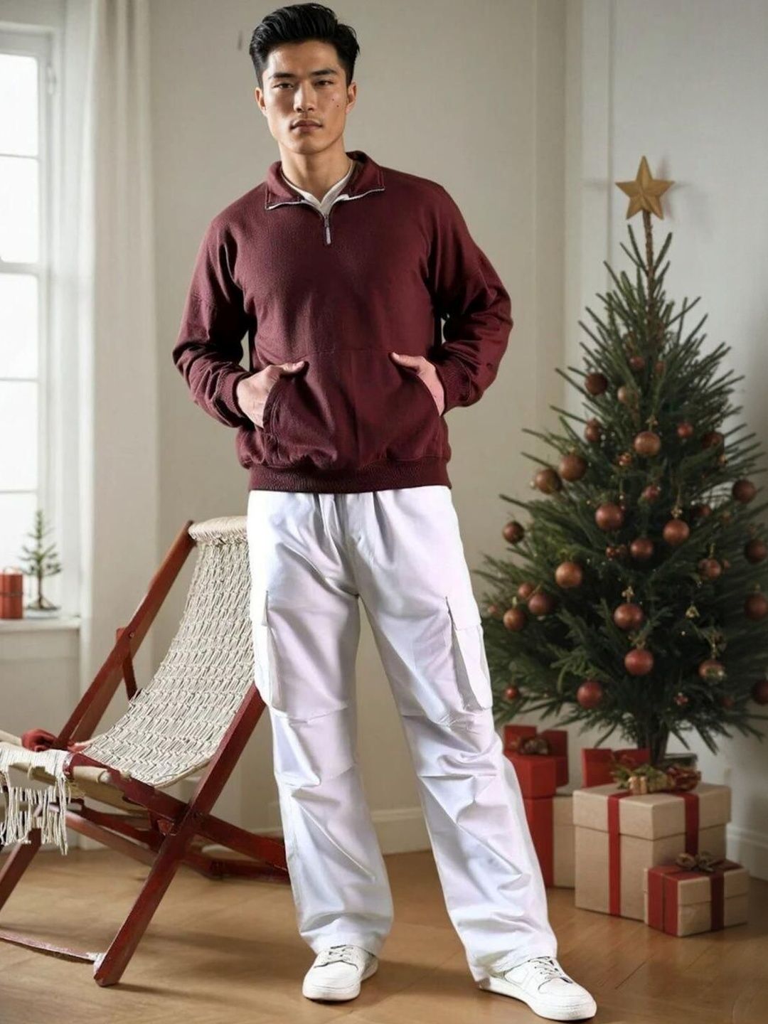 Kotty Men Mock Collar Cotton Sweatshirt