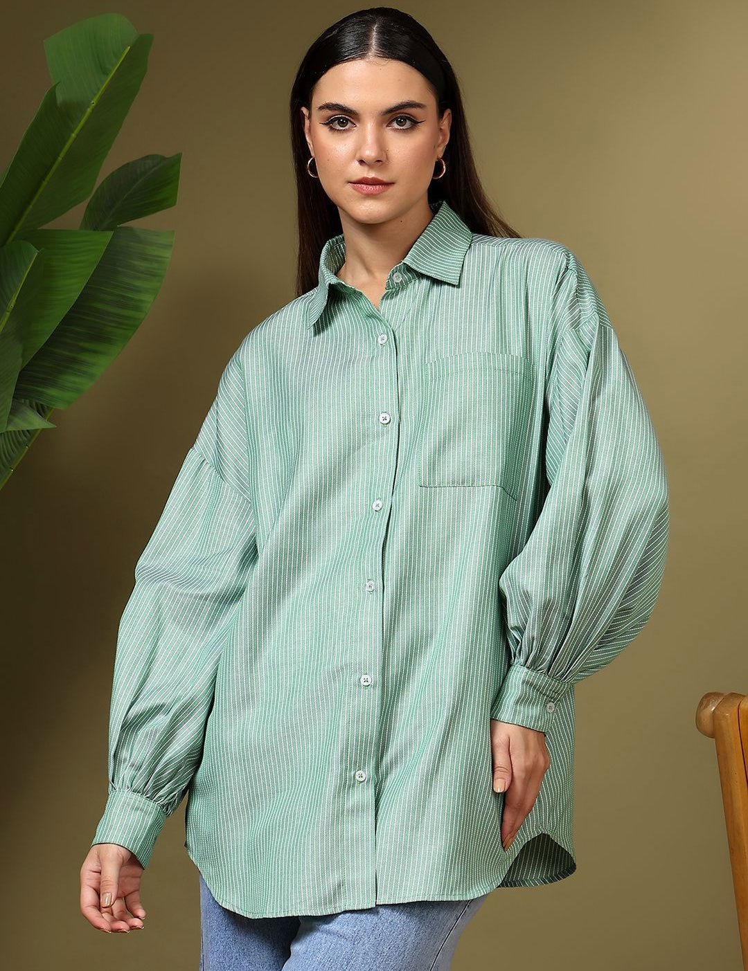 Kotty Women Opaque Printed Casual Oversized Shirt