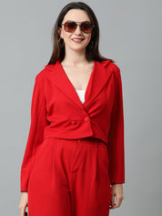 KOTTY Basics Women Double Breasted Crop Blazer