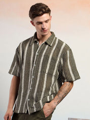 Kotty Men Striped Casual Regular Fit Cotton Shirt