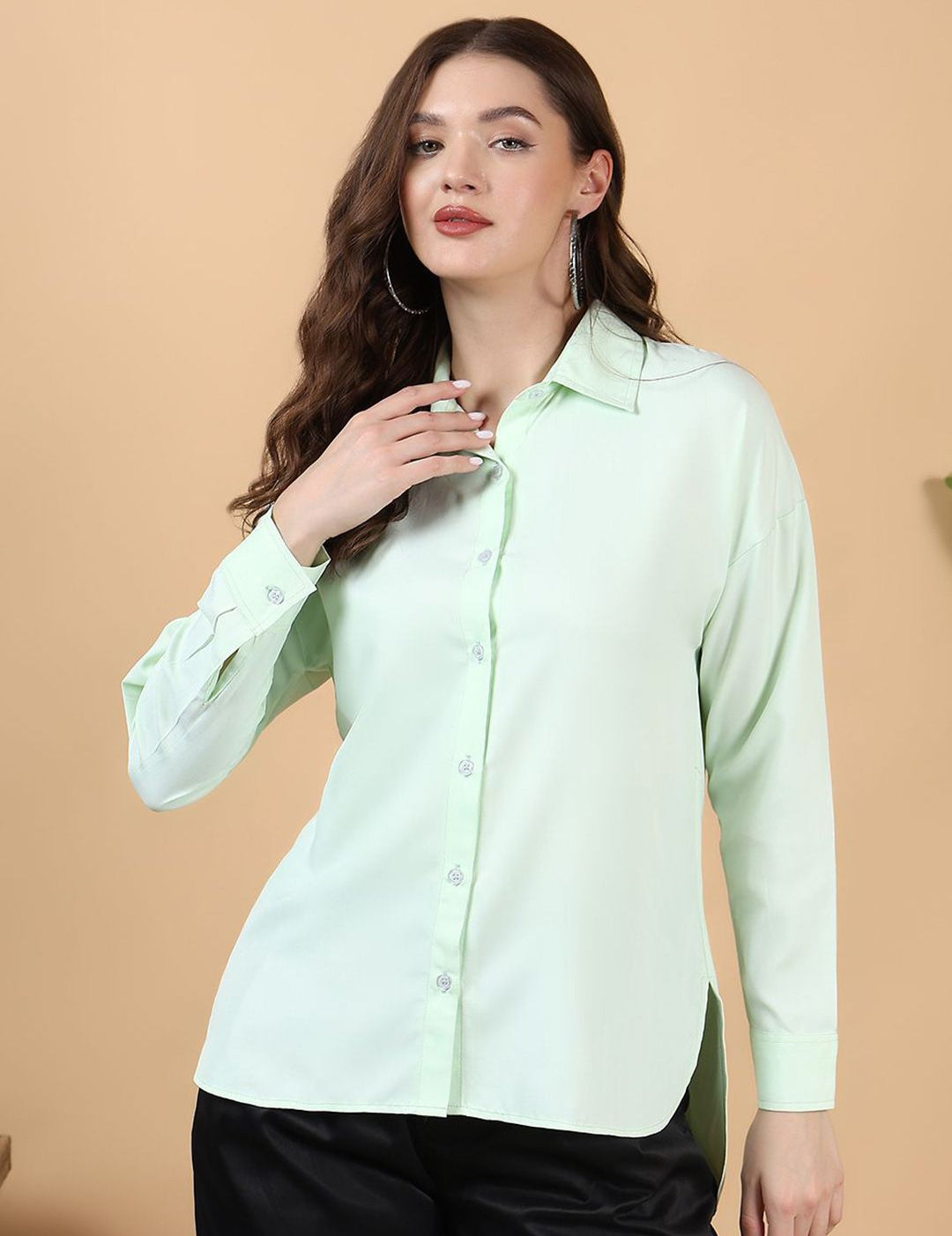 Kotty Women Spread Collar Long Sleeves Shirt