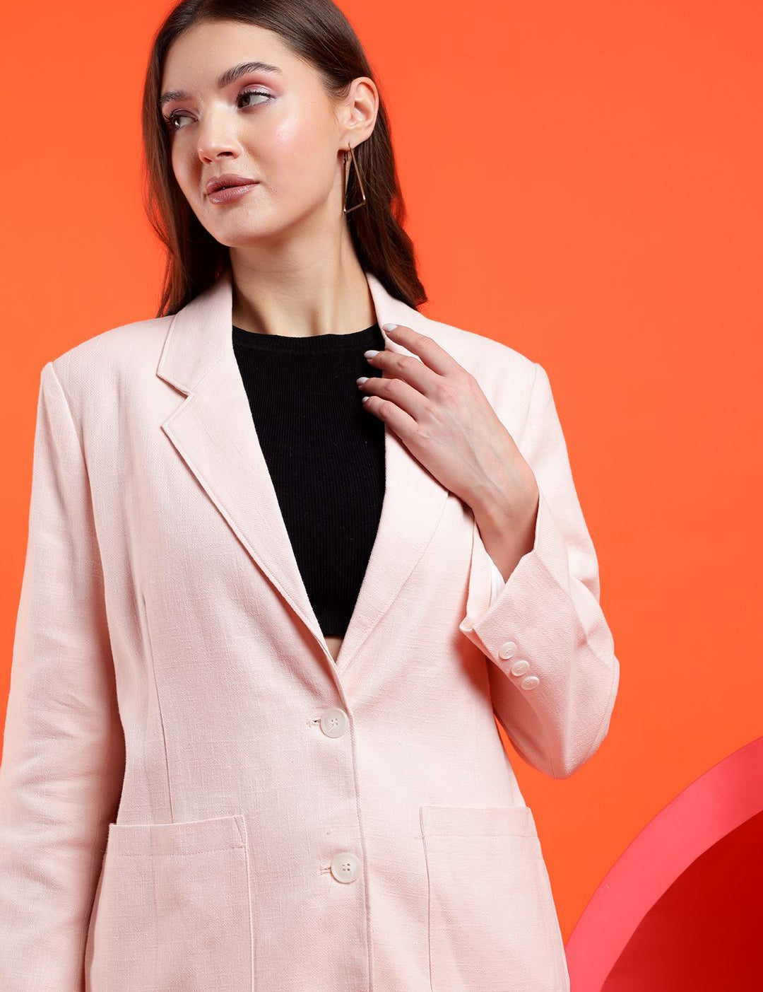 Kotty Women Solid Notched Lapel Overcoat