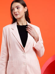 Kotty Women Solid Notched Lapel Overcoat