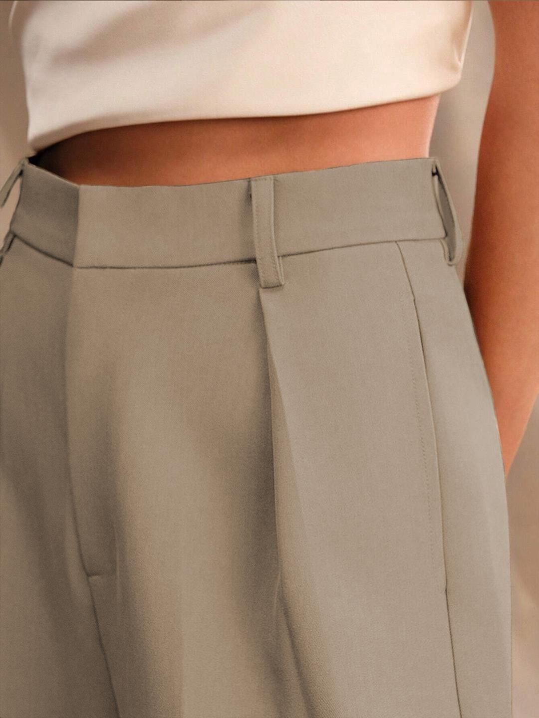 Kotty Women Cotton Relaxed Straight Leg Straight Fit High-Rise Easy Wash Formal Trousers