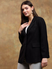 Kotty Solid Notched Lapel Overcoat