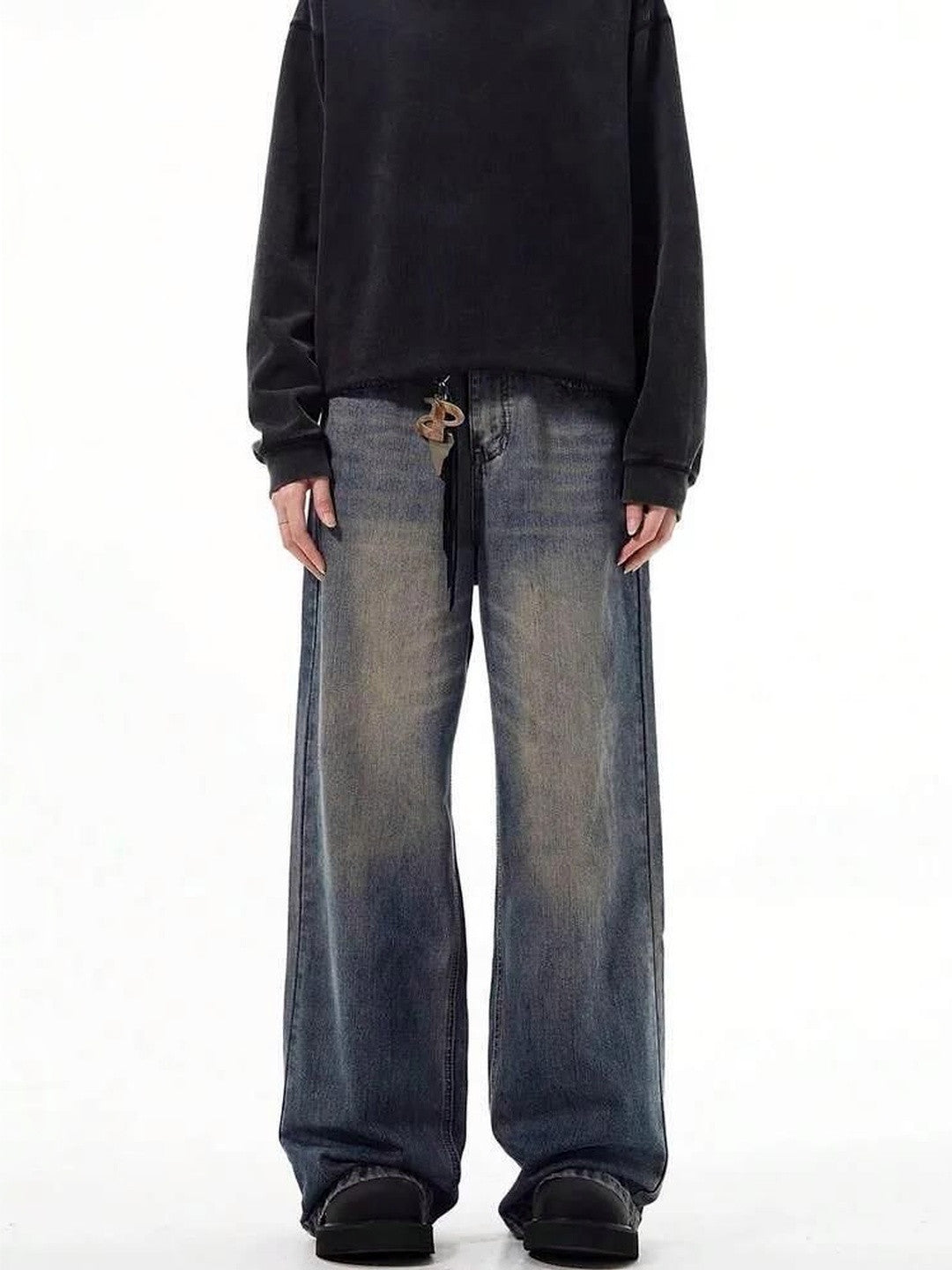 Kotty Men Wide Leg Low Rise Light Fade Stretchable Jeans