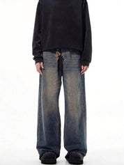 Kotty Men Wide Leg Low Rise Light Fade Stretchable Jeans