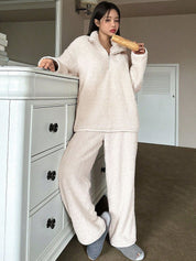 Kotty Women Shirt Collar Warm and Comfortable Pajama Suit