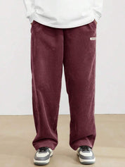 Kotty Men Relaxed Loose Fit High-Rise Cotton Corduroy Trousers