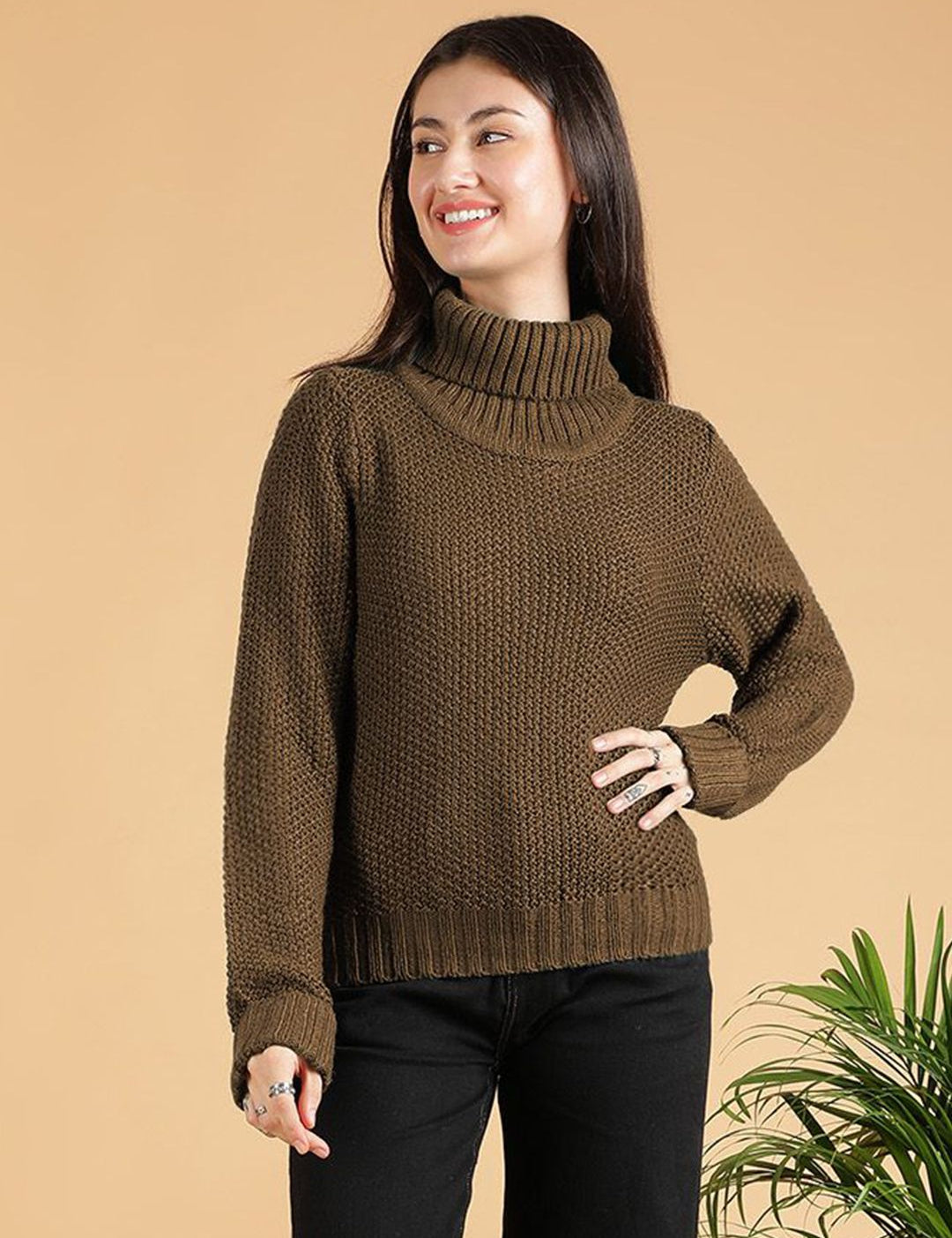 Kotty Women Turtle Neck Long Sleeves Pullover
