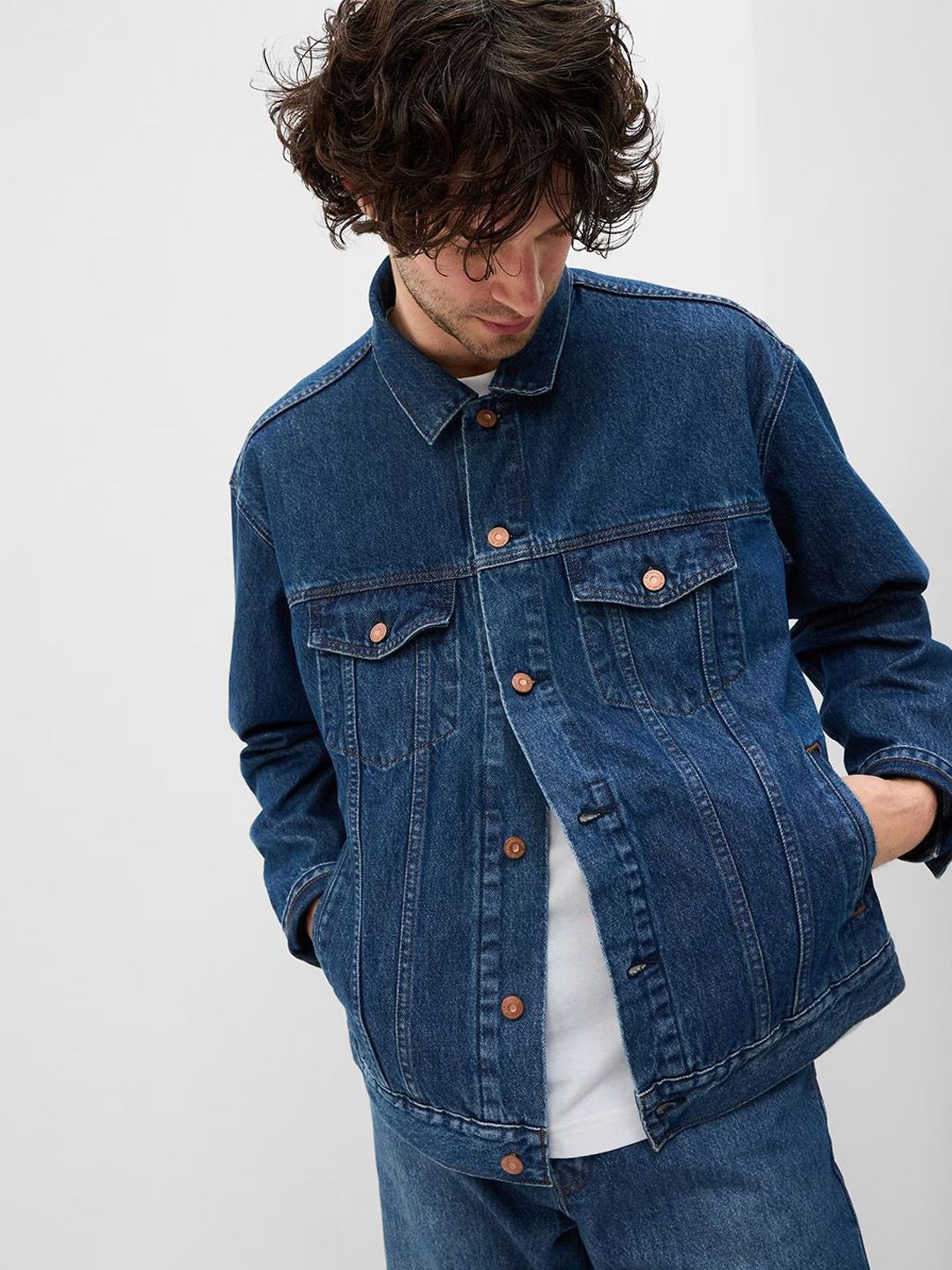 Kotty Men Solid Denim Jacket