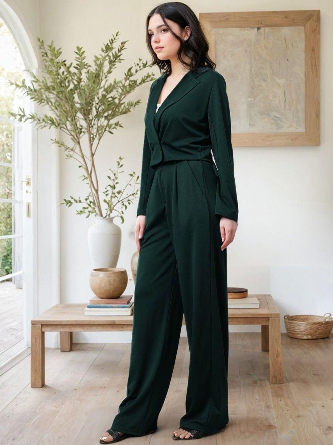 Kotty Lapel Collar Long Sleeves Coat With Trouser 