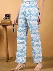 Kotty Women Floral Printed Relaxed Straight Leg Straight Fit Easy Wash Trousers