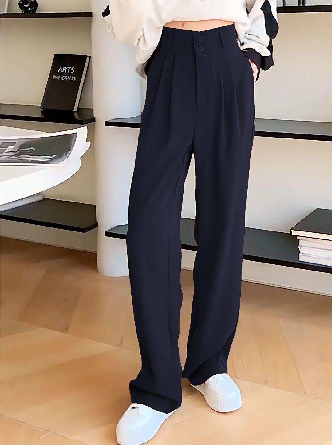 Kotty Women High-Rise Easy Wash Pleated Trousers