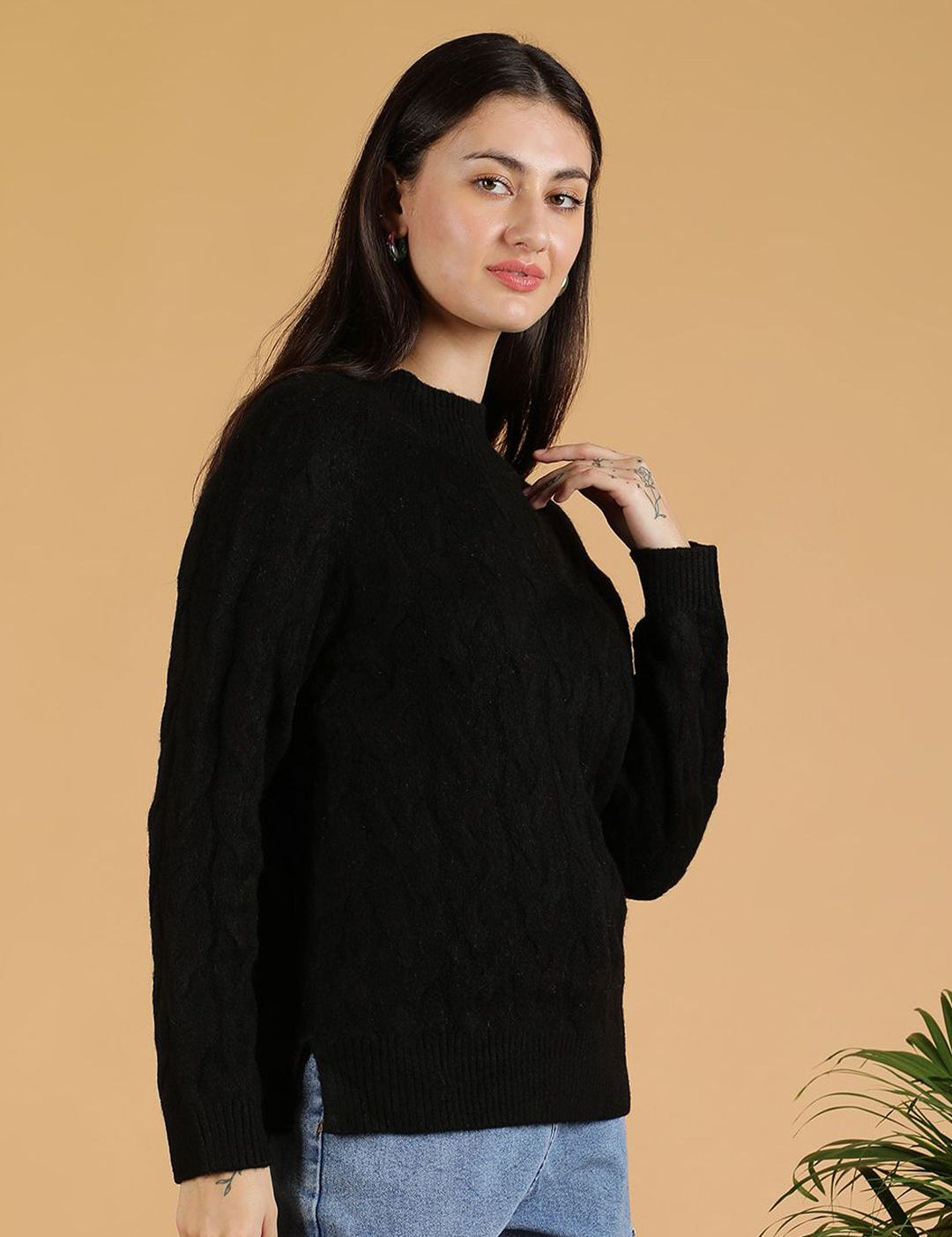 Kotty Women Turtle Neck Pullover Cotton Sweater