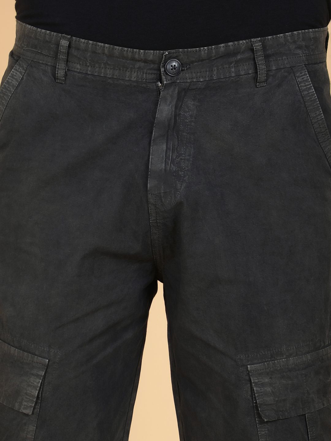 Kotty Men Solid Easy Wash Cargos Trousers