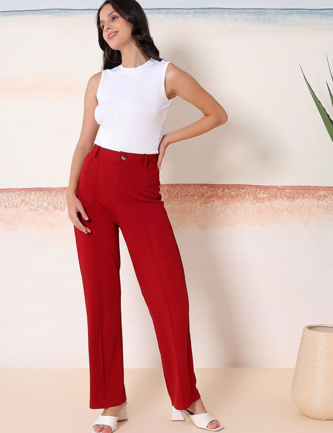 Kotty Relaxed-Fit Round Neck Crop-Top With Trousers Co-Ords

