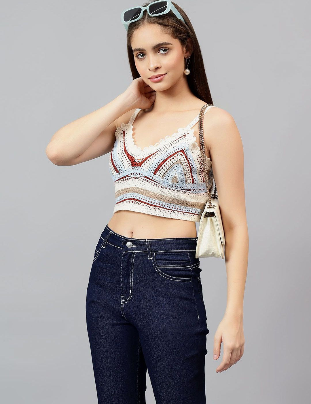 Kotty Women Self Design Scoop Neck Cotton Top