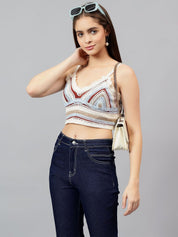 Kotty Women Self Design Scoop Neck Cotton Top