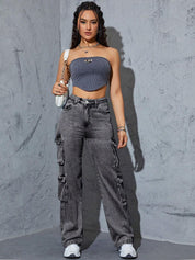 Kotty Women Jean Wide Leg High-Rise Heavy Fade Stretchable Jeans