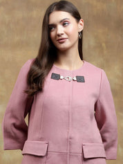 Kotty Women Solid Mandarin Collar Overcoat