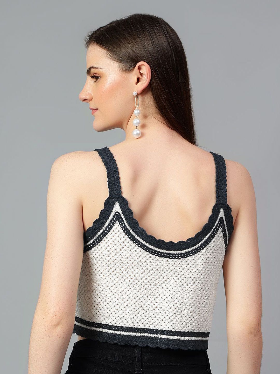 Kotty Women Self Design Scoop Neck Cotton Top