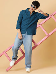 Kotty Men Relaxed Spread Collar Solid Casual Shirt