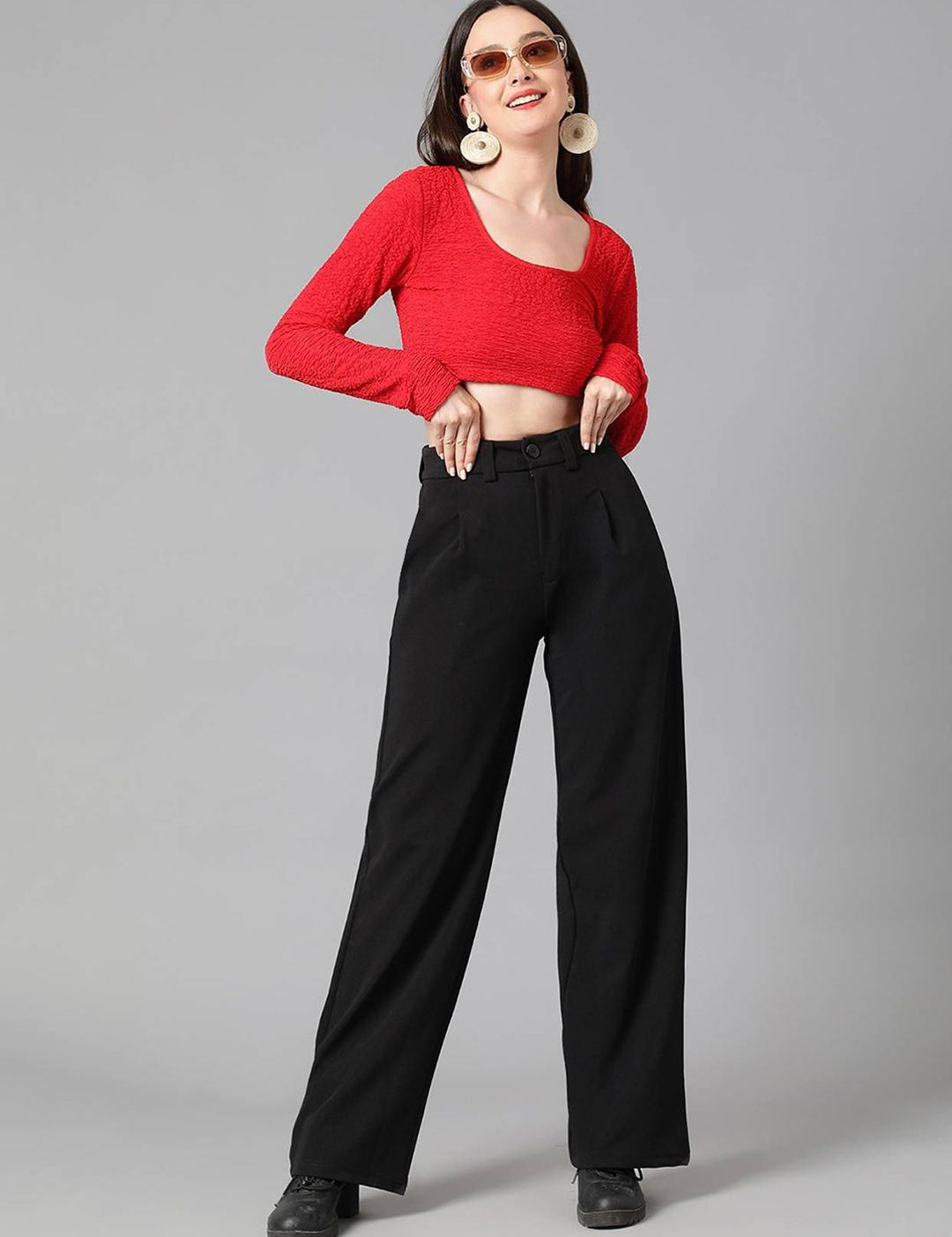 Kotty Women Relaxed Straight Leg High-Rise Trousers