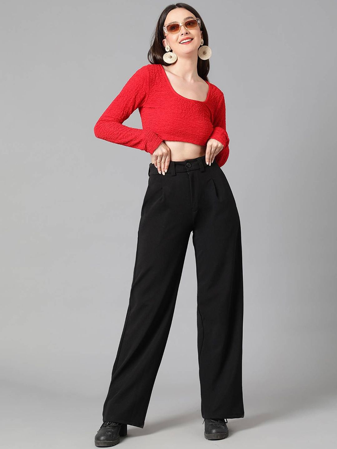 Kotty Women Relaxed Straight Leg High-Rise Trousers