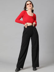 Kotty Women Relaxed Straight Leg High-Rise Trousers
