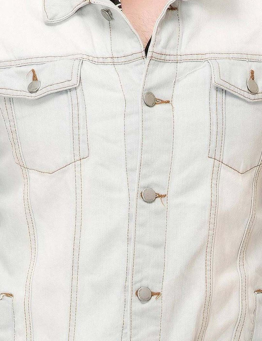 Kotty Men Spread Collar Solid Denim Jacket