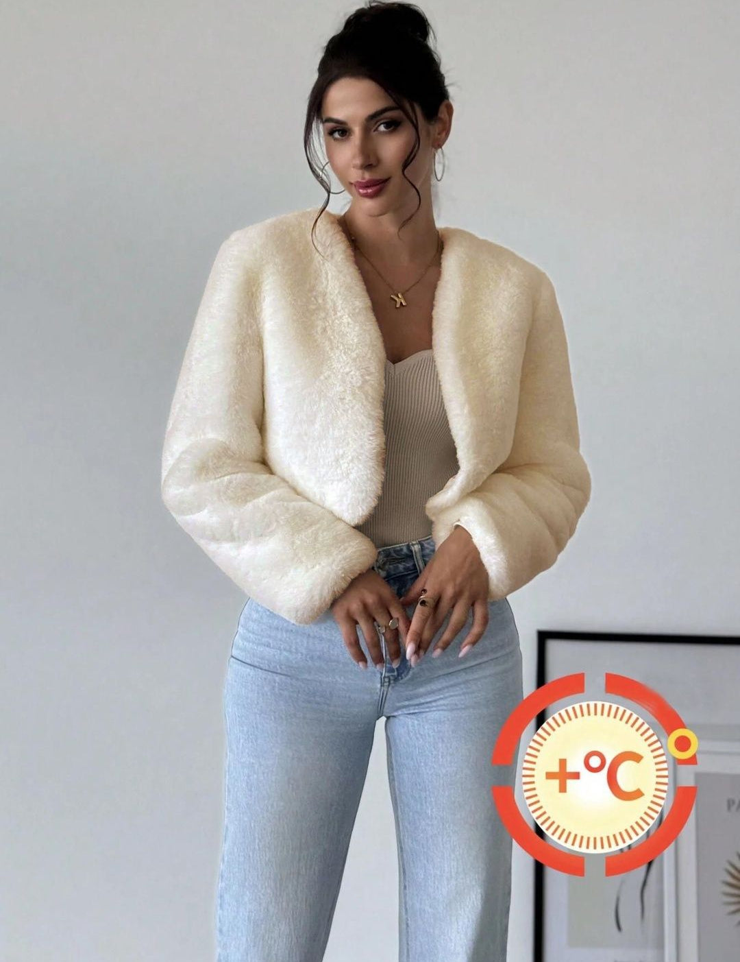 Kotty Women Woollen Crop Open Front Jacket