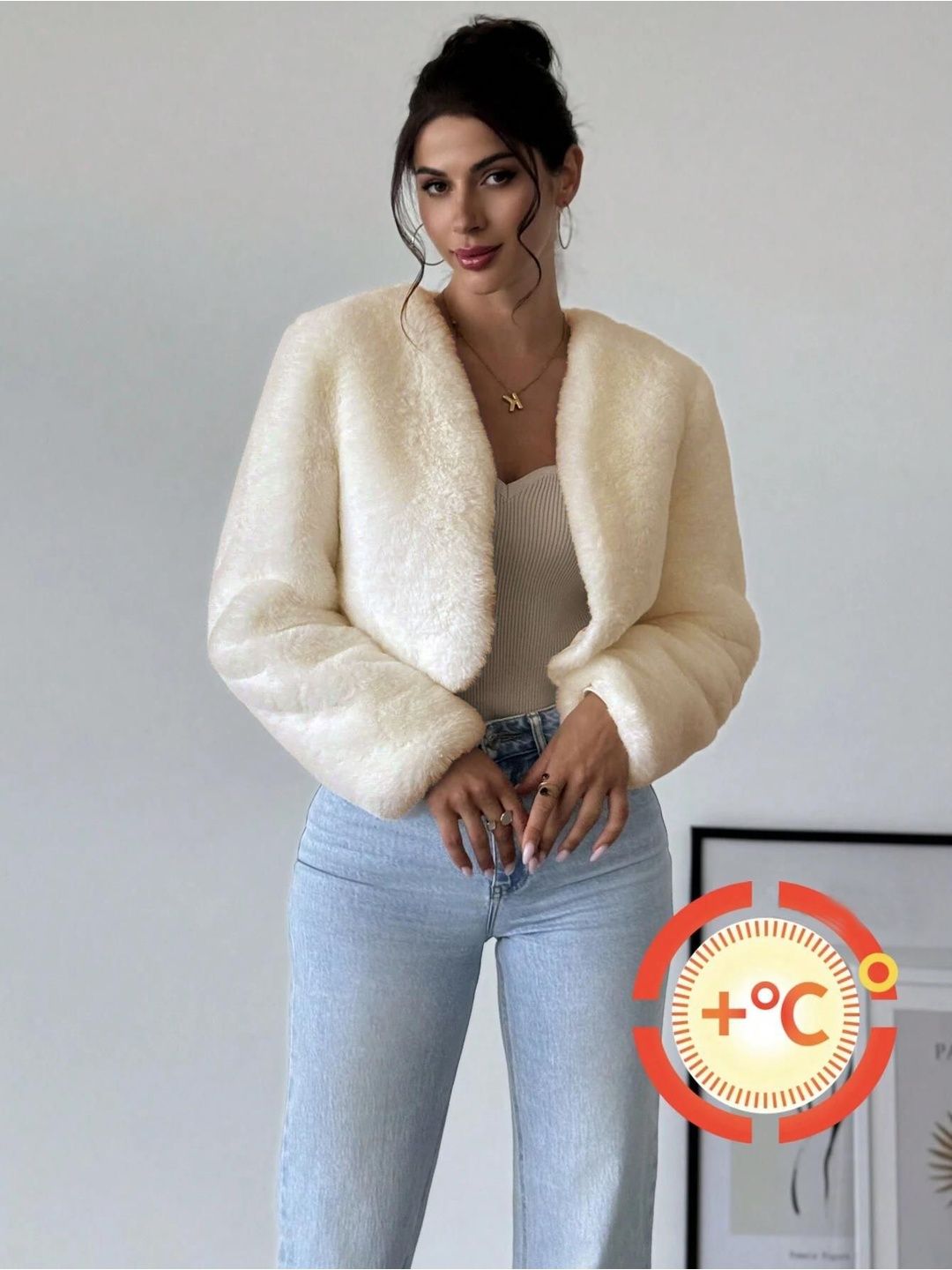 Kotty Women Woollen Crop Open Front Jacket