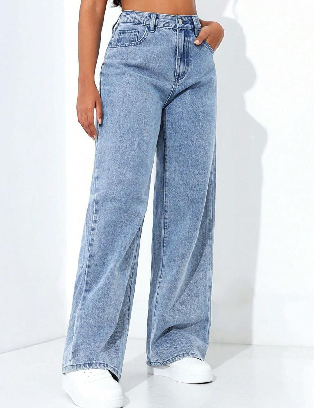 Kotty Women Baggy High-Rise Stretchable Cotton Jeans