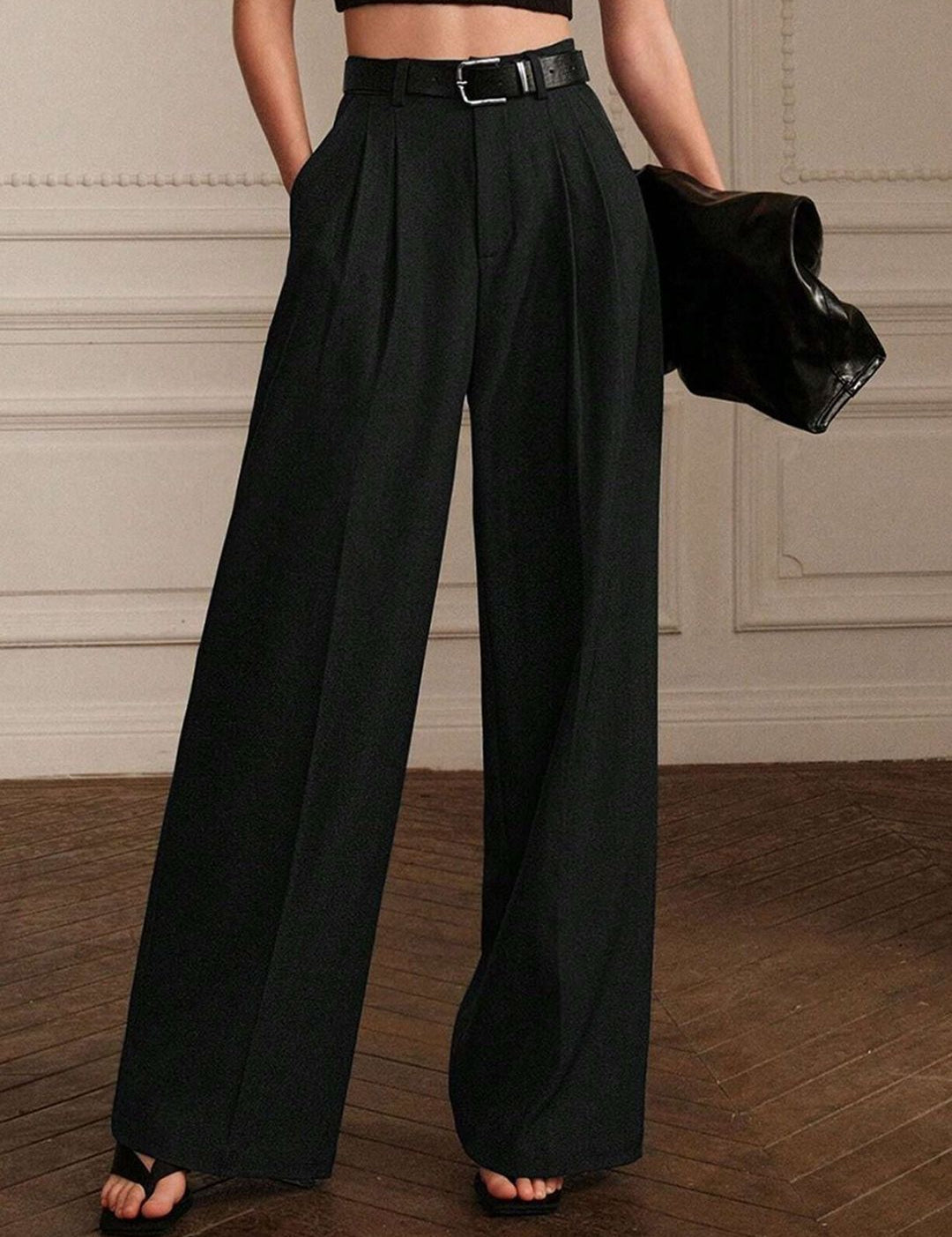 Kotty Women Relaxed Straight Leg High-Rise Pleated Wide Leg Trouser