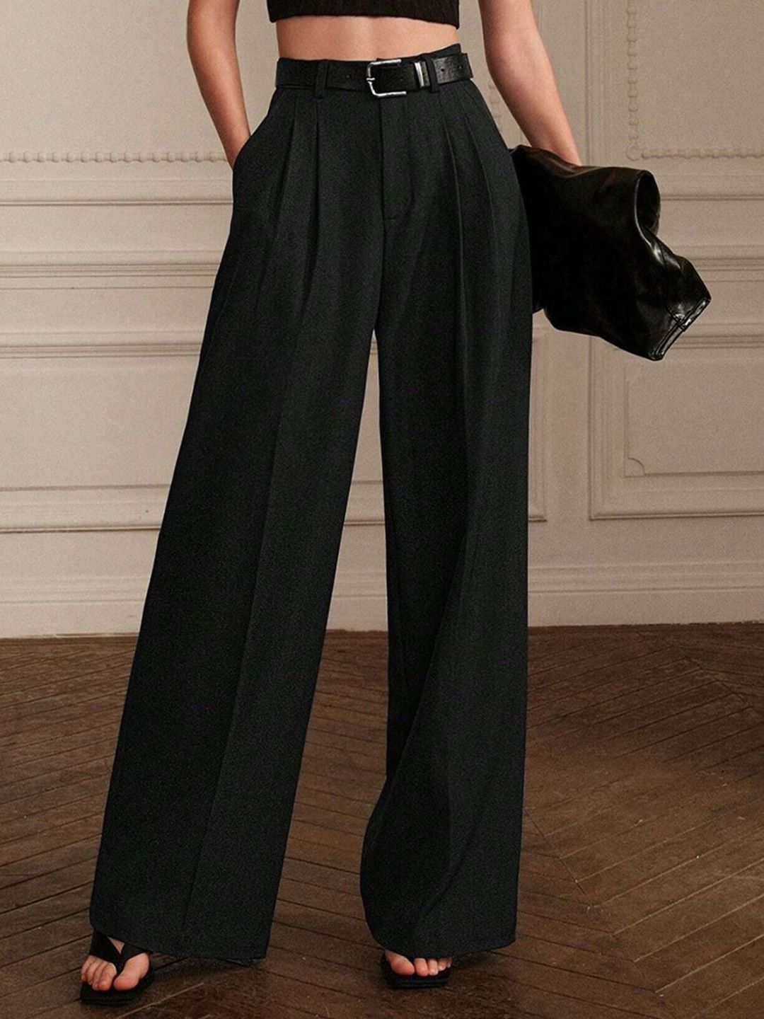 Kotty Women Relaxed Straight Leg High-Rise Pleated Wide Leg Trouser