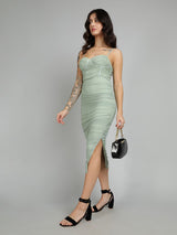 Kotty Women Ruched Bodycon Midi Dress