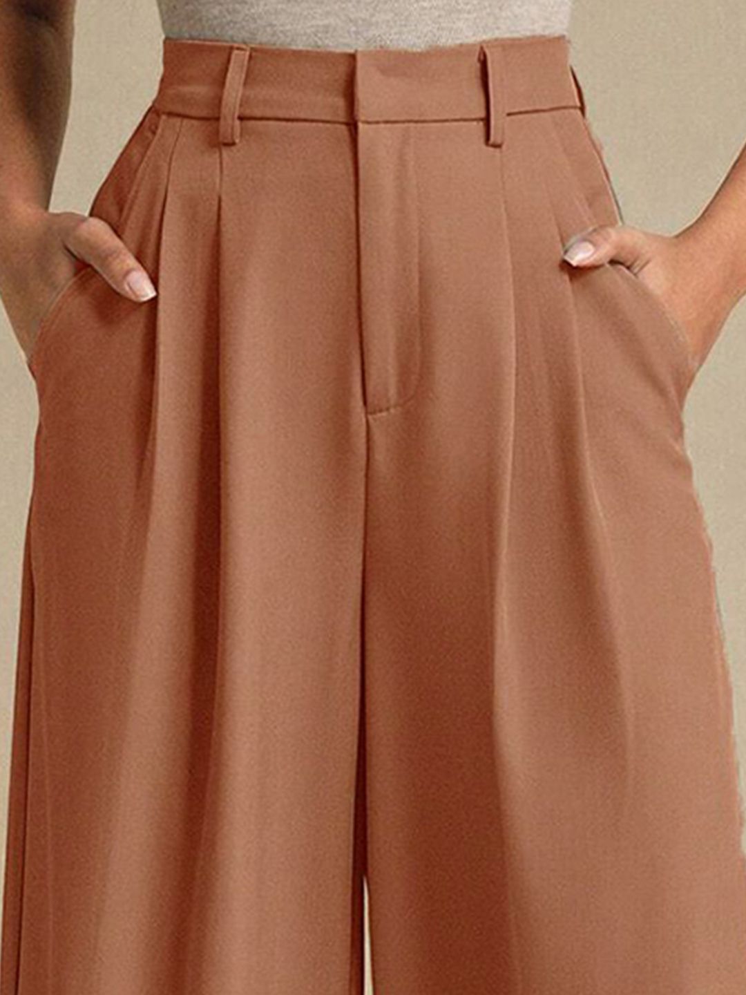Kotty Women Wide Leg High-Rise Pleated Trousers