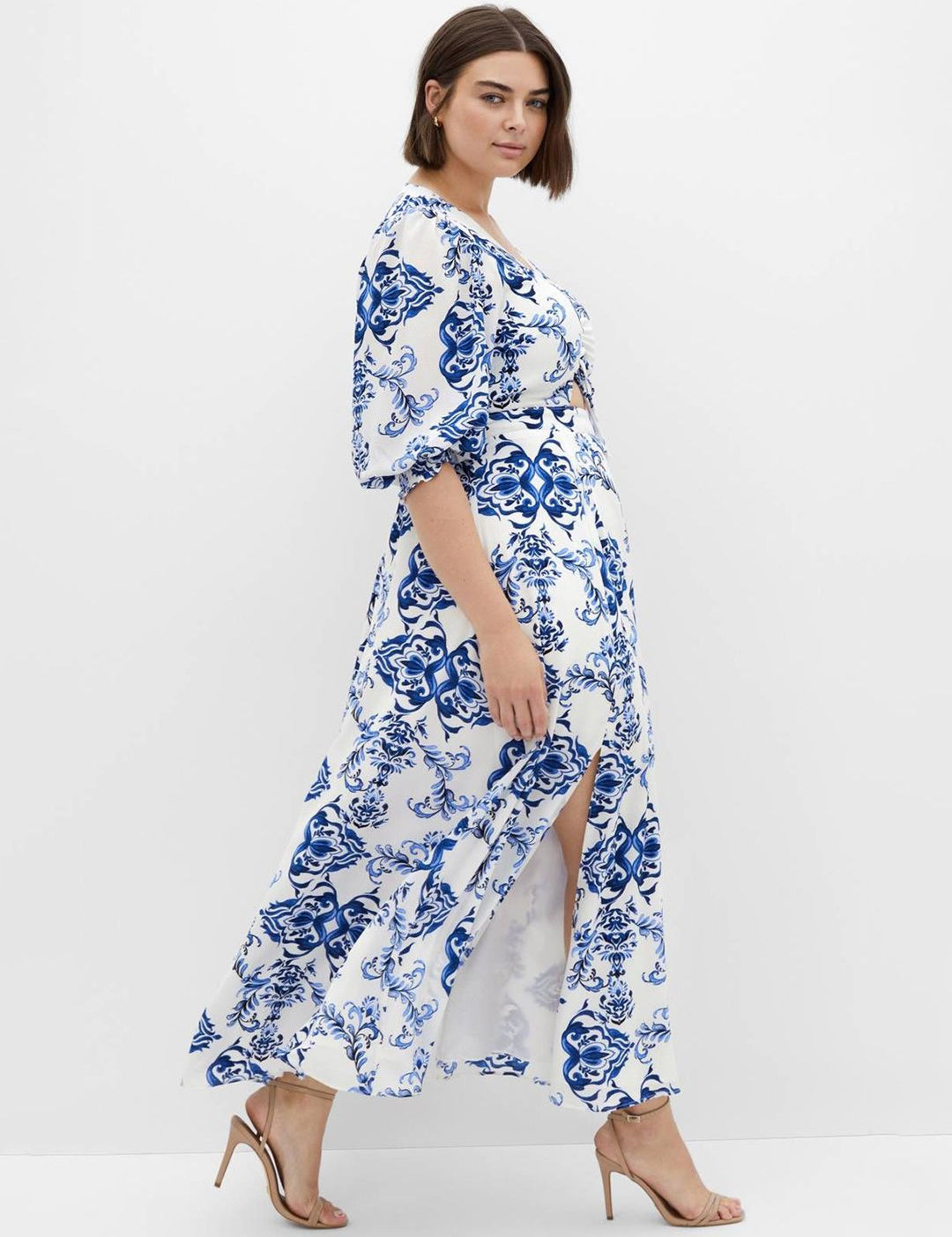 CURVE BY KOTTY Wmen Floral Printed Cut-Outs A-Line Maxi Dress