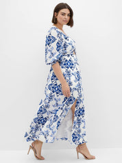 CURVE BY KOTTY Wmen Floral Printed Cut-Outs A-Line Maxi Dress
