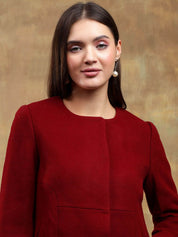 Kotty Solid Round Neck Overcoat