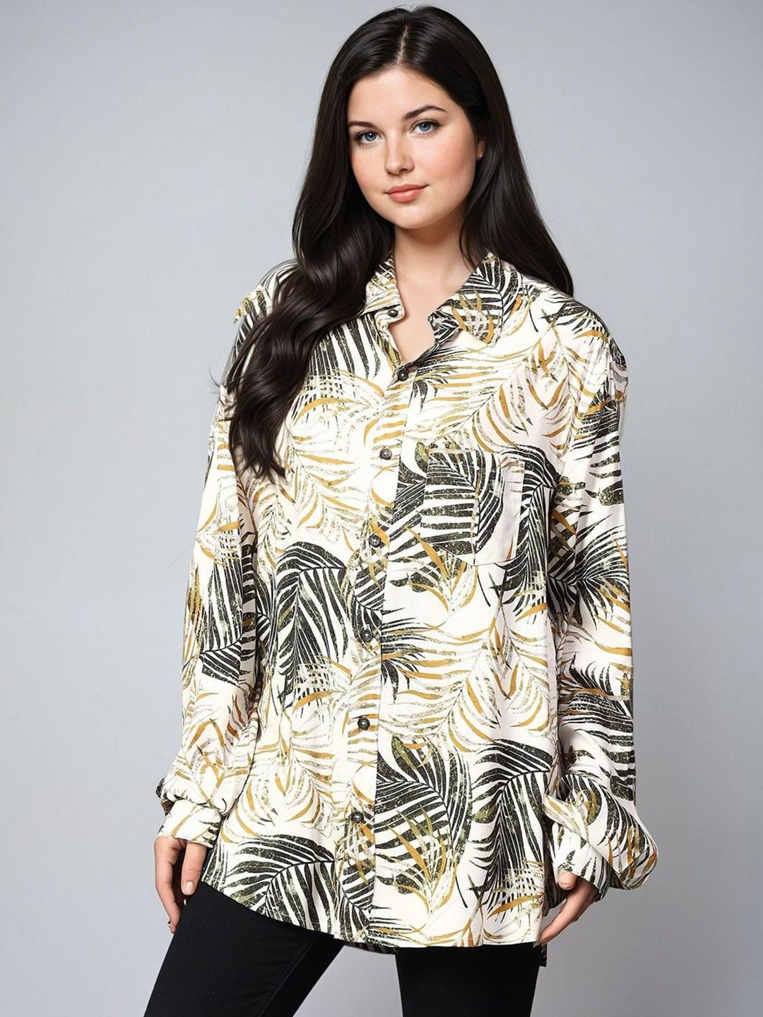 Kotty Women Spread Collar Floral Printed Cotton Casual Shirt