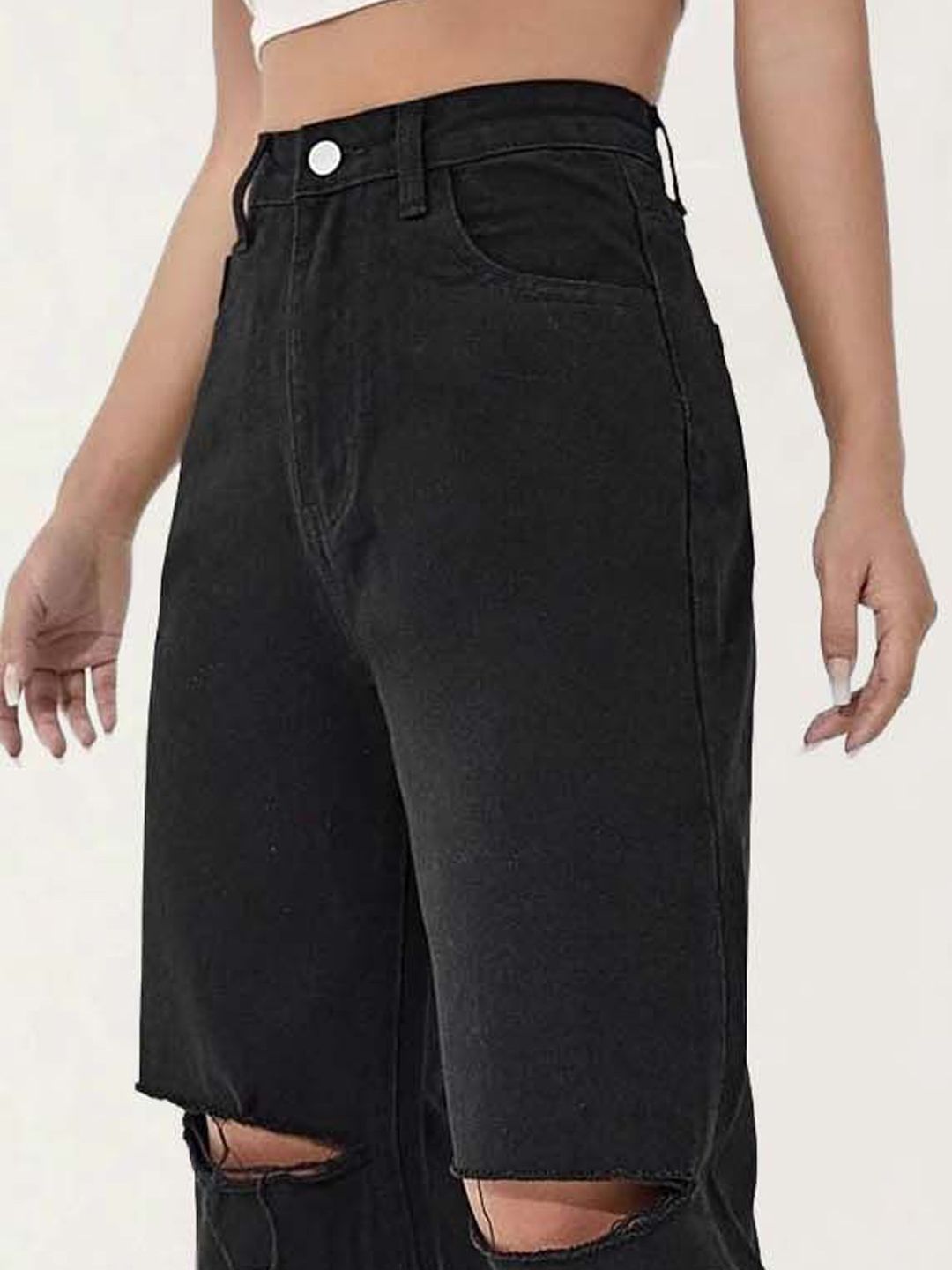 Kotty Women Relaxed Fit High-Rise Slash Knee Stretchable Jeans