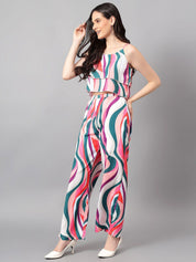 Kotty White & Pink Printed Top With Trouser