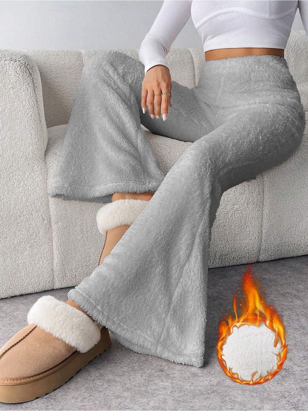 Kotty Women Bootcut High-Rise Easy Wash Woollen Trouser