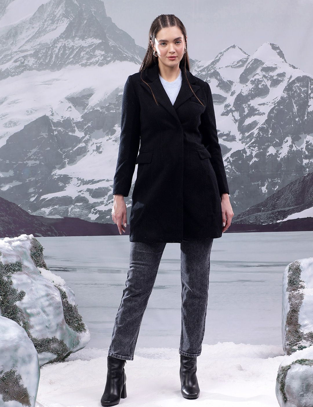 Kotty Notched Lapel Single-Breasted Overcoat