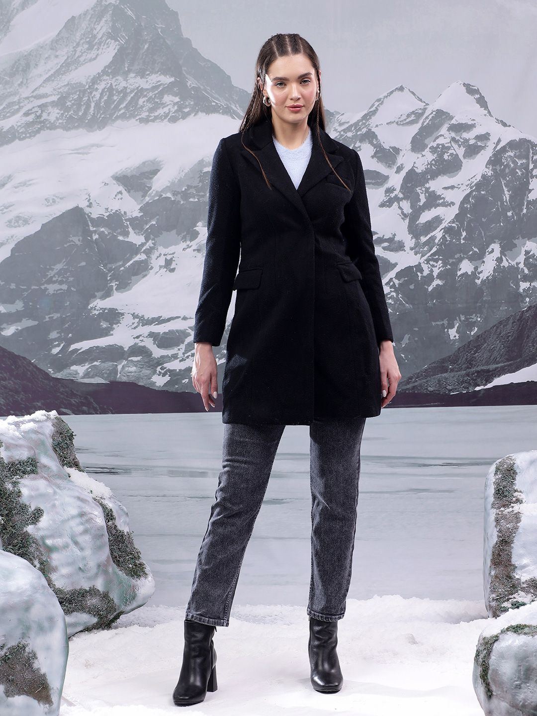 Kotty Notched Lapel Single-Breasted Overcoat